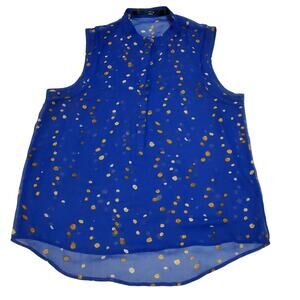 Kensie Womens M Cobalt Sleeveless Sheer Blouse Shirt Top Classiccore Casual